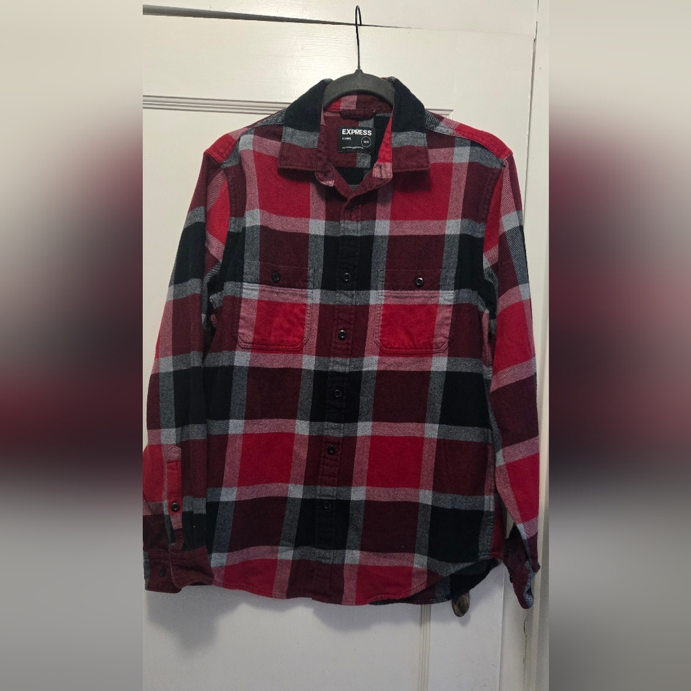Express Red and Black Flannel Shirt